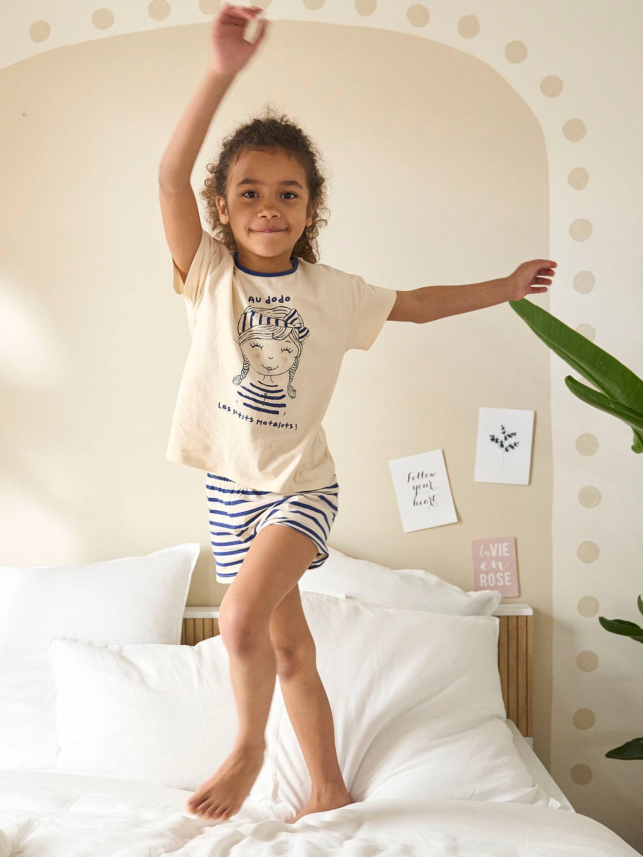 Pyjashort fille capsule nuit famille marin écru