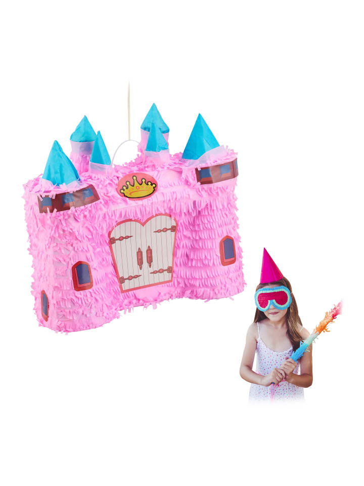relaxdays Pinata Schloss in Rosa günstig kaufen onesize