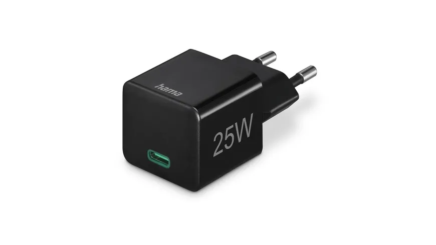 Hama Schnellladegerät, USB-C, PD/Qualcomm®, Mini-Ladegerät, 25 W, Schwarz