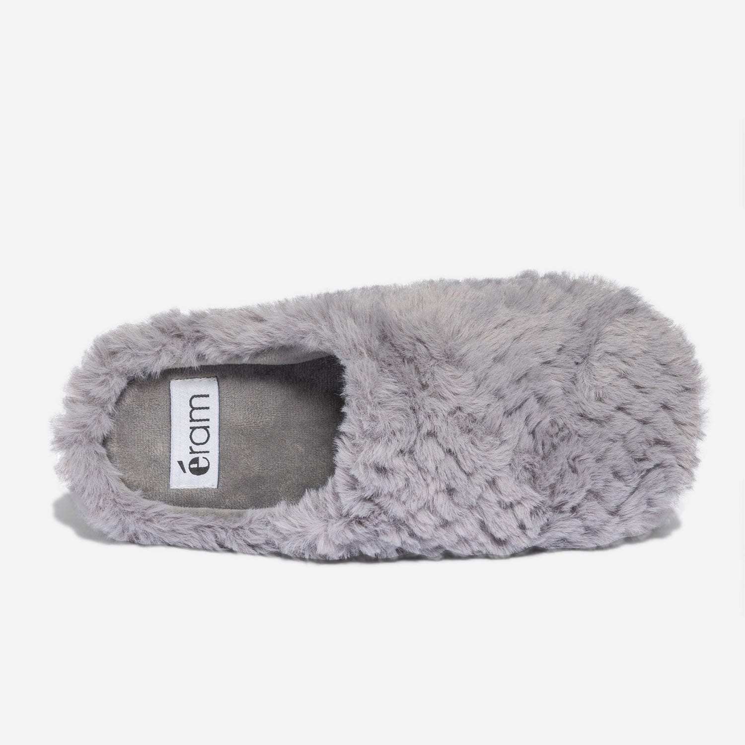 Chausson-mule gris en textile reliefé