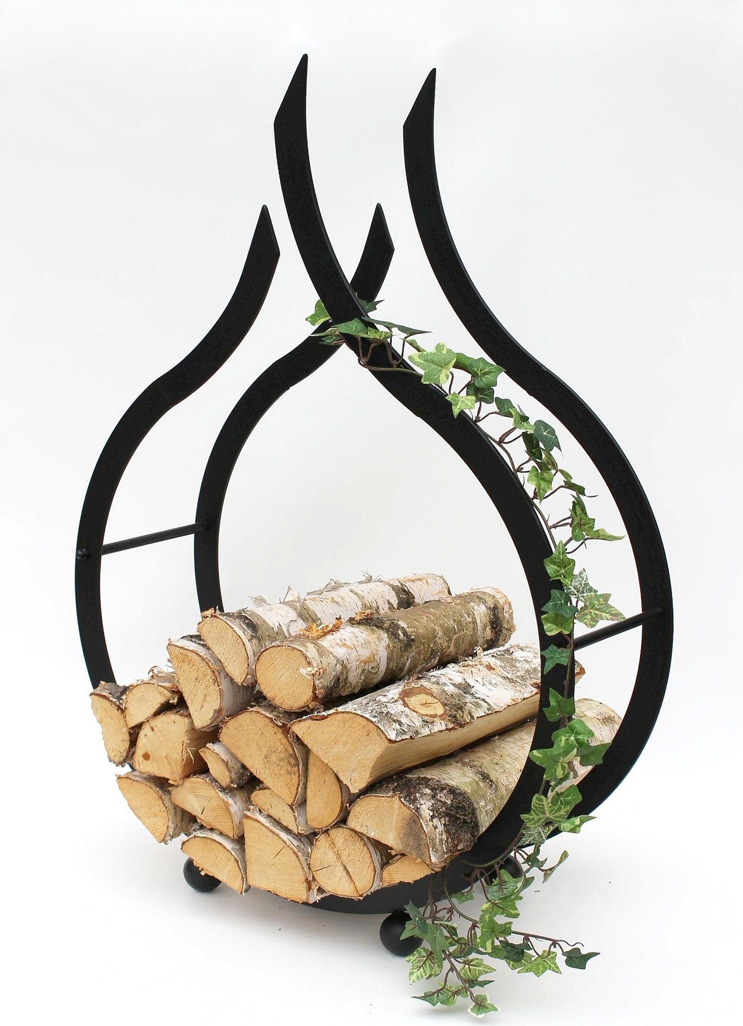 DanDiBo Kaminholzregal Kaminholzregal Flamme Kaminholzständer 78 cm Holzkorb Kaminholzhalter Holzregal