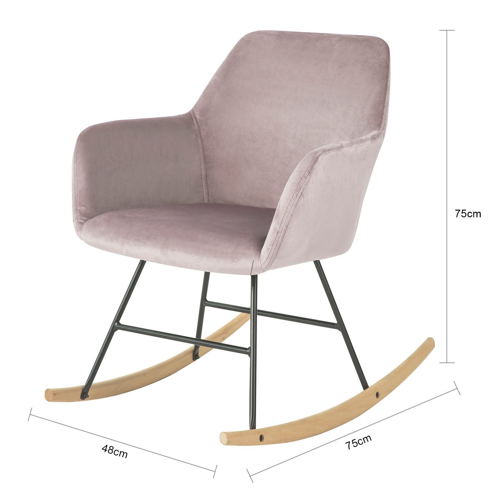 SoBuy Schaukelstuhl FST68, Schaukelsessel Relax Stuhl Sessel aus Samt und Buche Belastbarkeit: 150kg