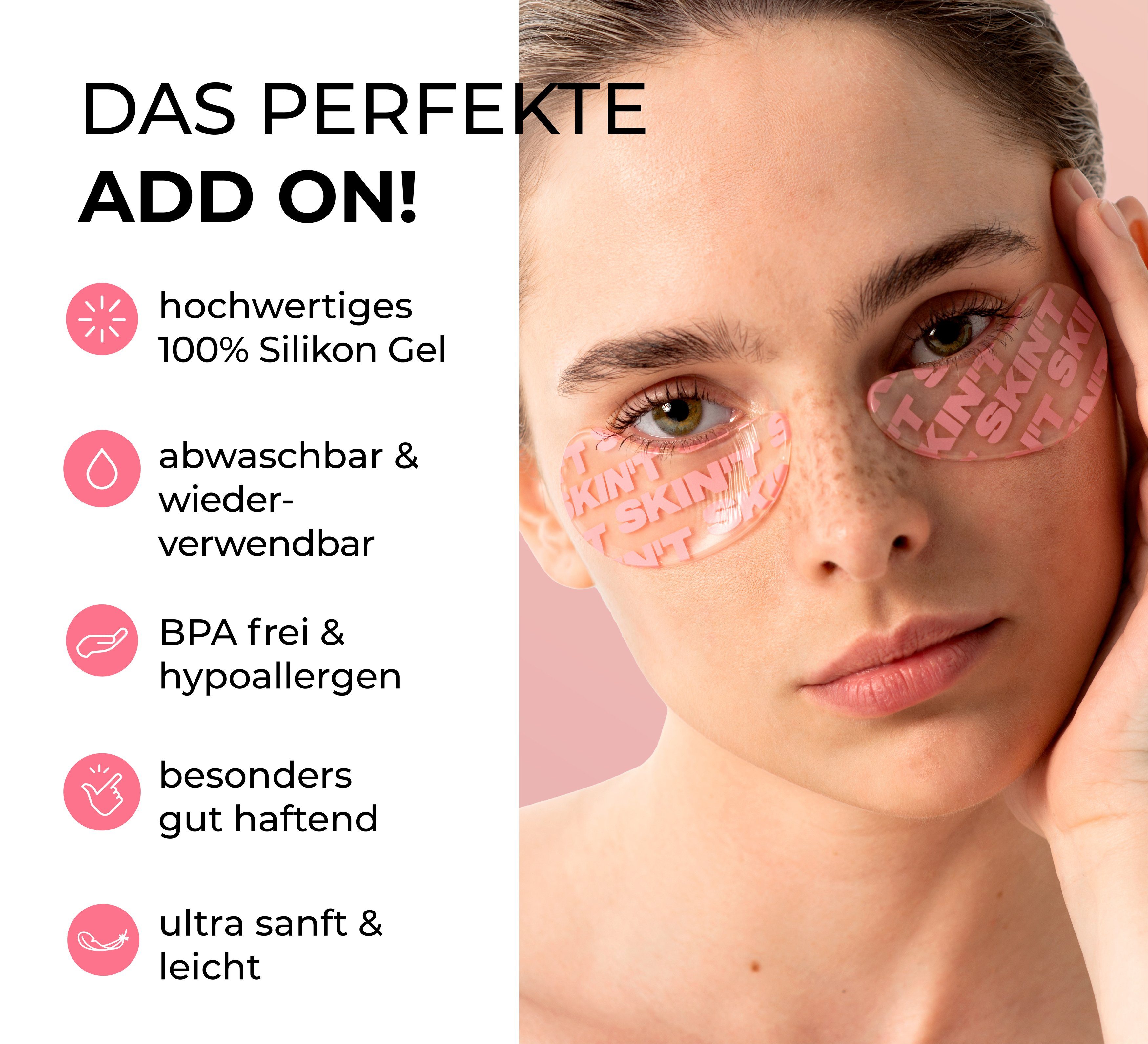 SKINT Augenpads SKINT EYE PADS wiederverwendbare Augenpads, hypoallergenes Silikon Gel, wiederverwendbar abwaschbar Anti-Falten hypoallergen kühlend pflegend