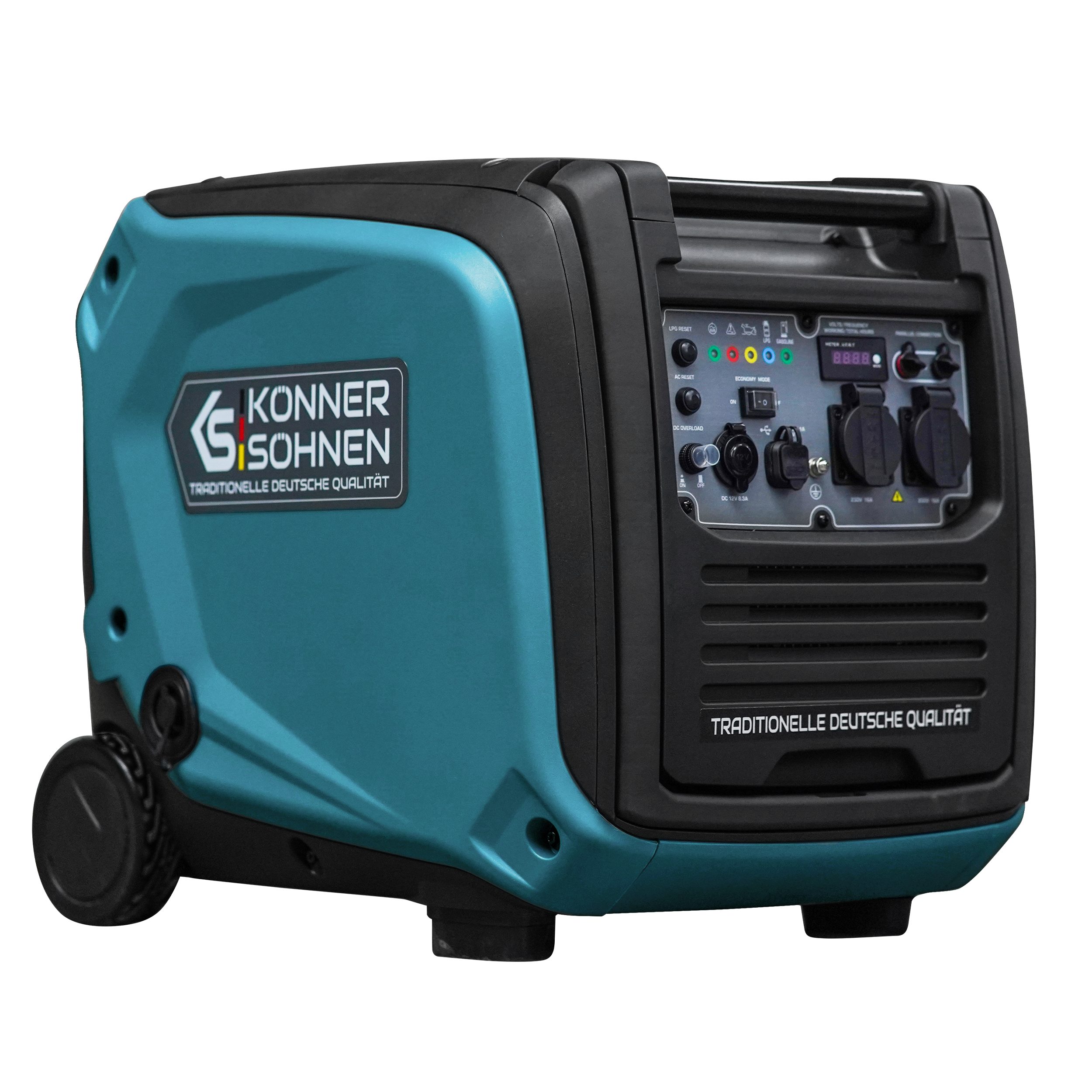 Könner & Söhnen Stromerzeuger KS 4000iEG S, 4,00 in kW, (66 dB Lpa 7m, 2хSchuko 230 V, 2 USB-Anschlüsse, 1-tlg., LED-Anzeige, einfacher Elektrostart, ECONOMY-Modus), Kupferwicklung, Kurzschluss- und Überlastschutz, EURO V
