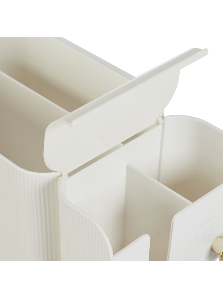 relaxdays Kosmetik Organizer in Weiß/ Gold - (B)24 x (H)10 x (T)12,5 cm günstig kaufen onesize