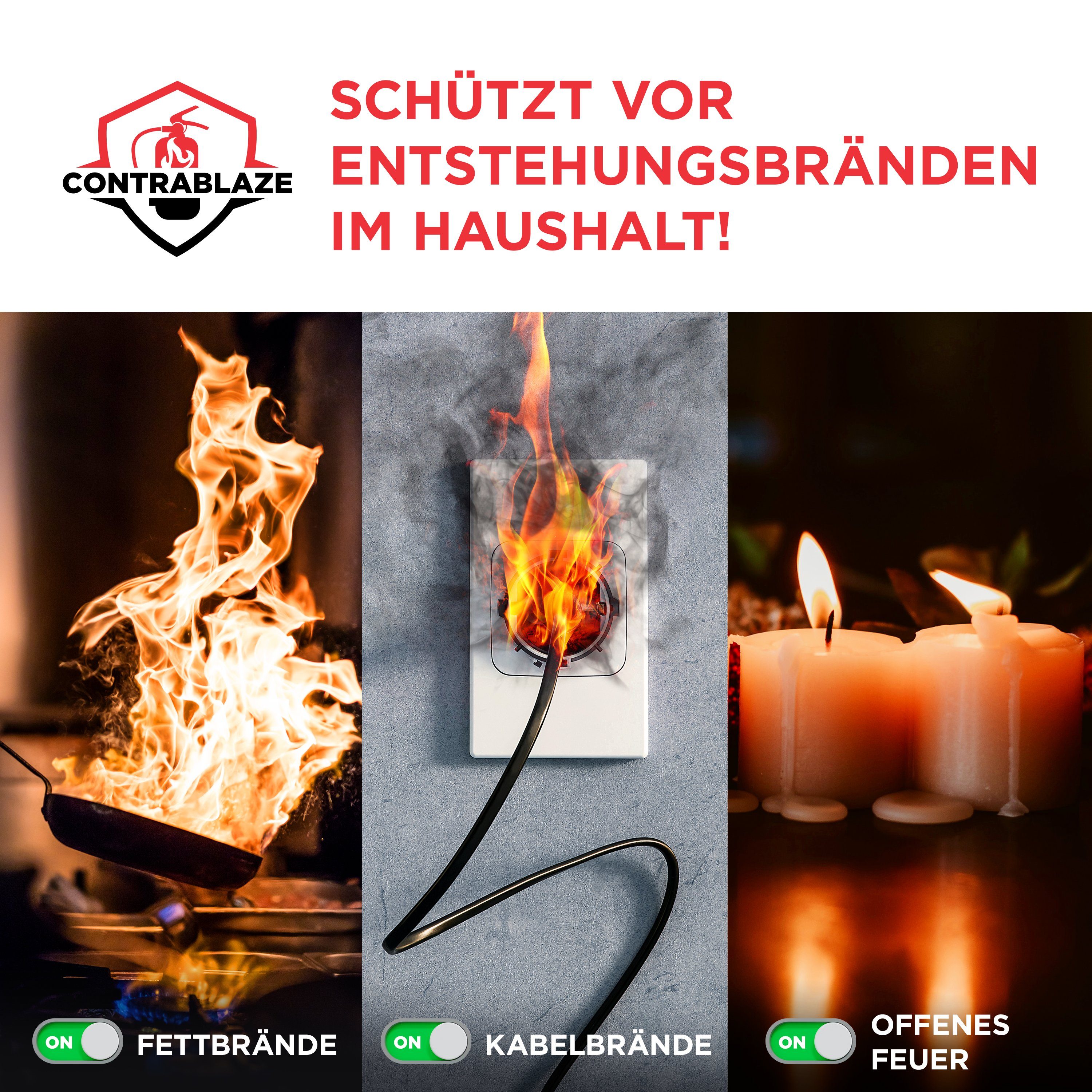CONTRABLAZE Feuerlöschspray 1x 750ml gegen Fett- und Entstehungsbrände, (1-St)