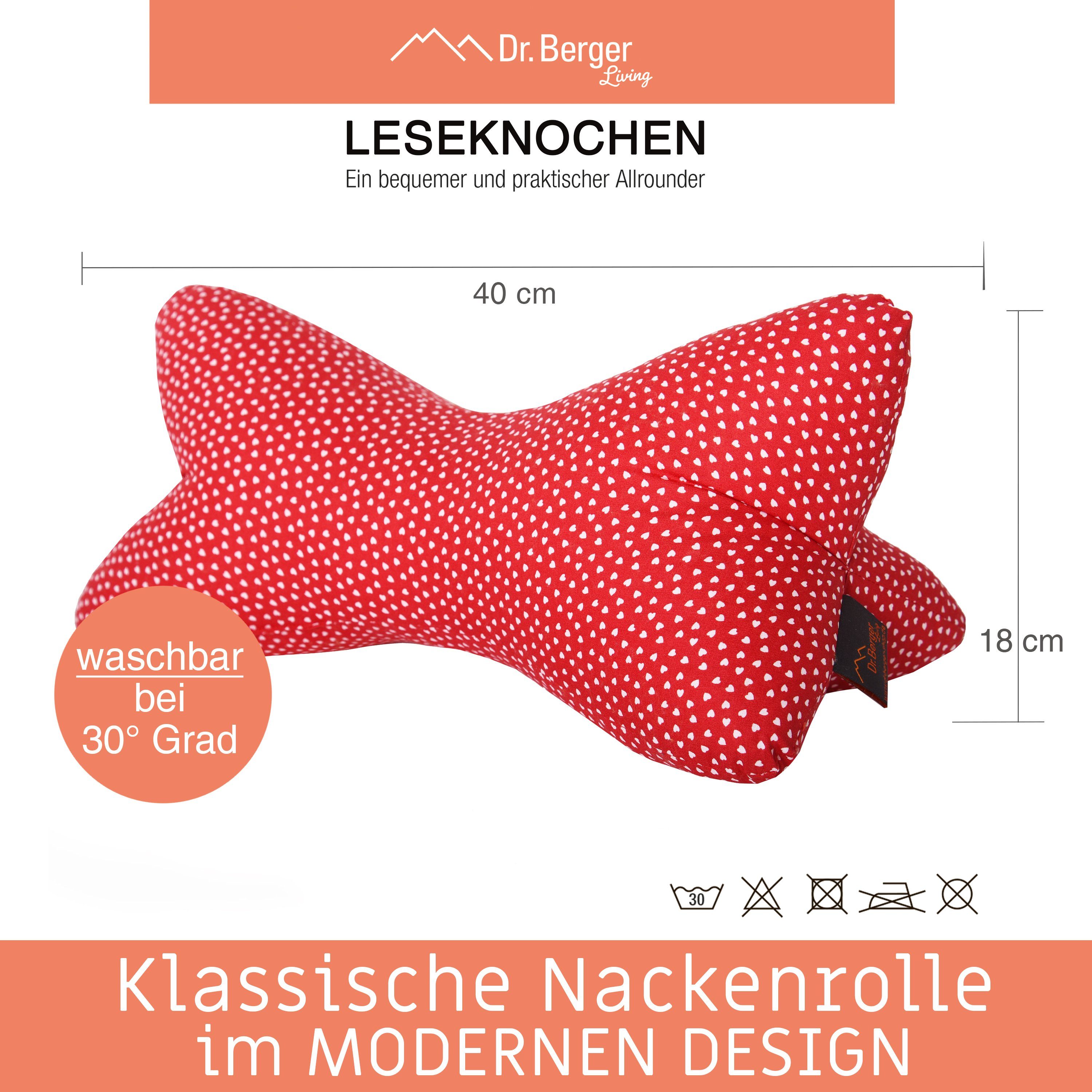 Dr. Berger Living Nackenkissen Original Dr. Berger Leseknochen 40 x 18 cm Miniherz Rot