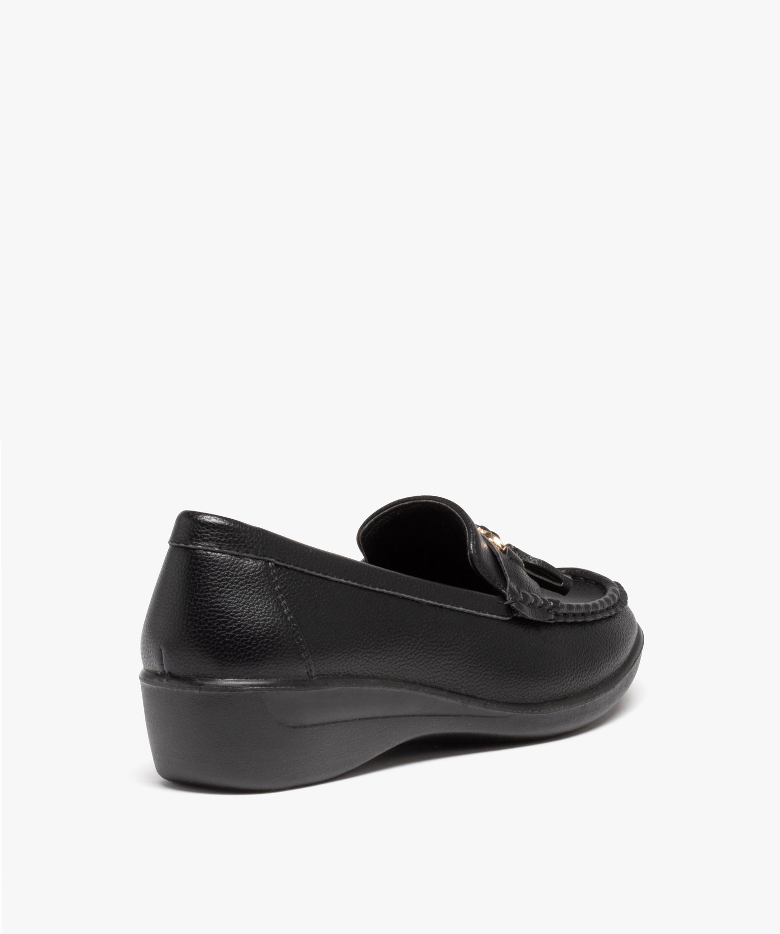 Mocassins femme confort à pampilles avec semelle compensée noir | GEMO