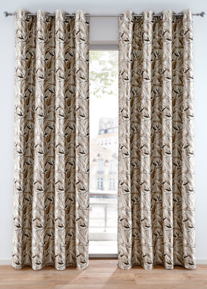 Jacquard Vorhang mit Blumen Muster (1er Pack)