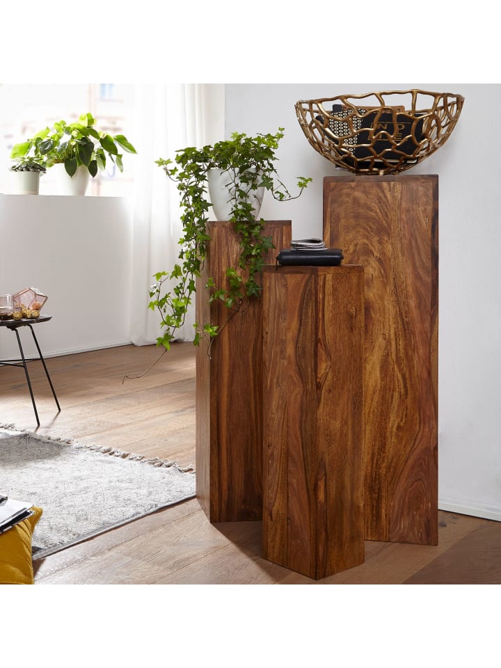 KADIMA DESIGN Beistelltisch 3er Set Massivholz Satztisch Quadratisch in Massivholz günstig kaufen onesize
