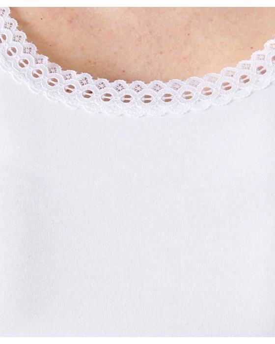 Débardeur Essential en coton extensible, orné de dentelle