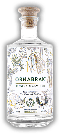 Ornabrak Irish Single Malt Gin Ornabrak Irish Single Malt Gin Ein komplex-floraler Single Malt Gin aus irischer gemälzte Gerste. 0,7	 Liter - Vol 43%