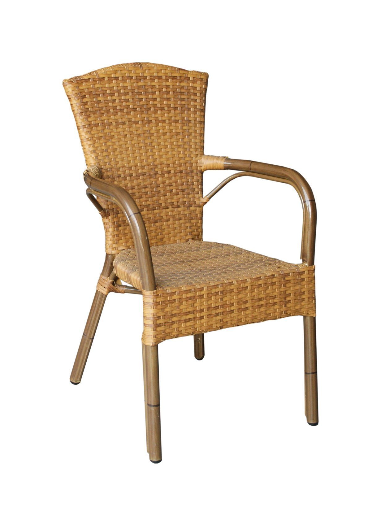 Konway Stapelstuhl COLOMBO (4 St), 4x KONWAY® COLOMBO Stapelsessel Tabaco Premium Polyrattan Sessel