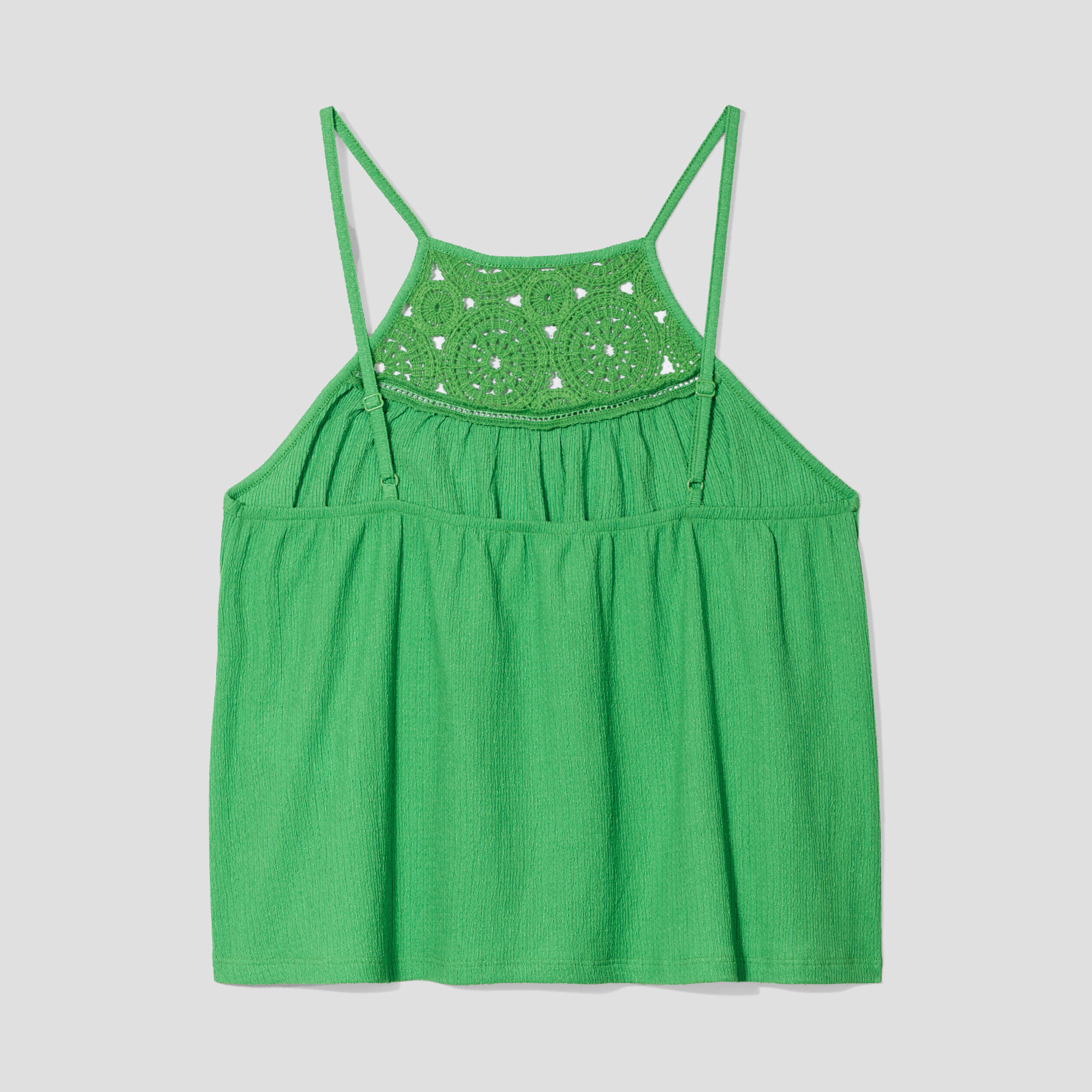Débardeur col macramé vert femme | Cache Cache