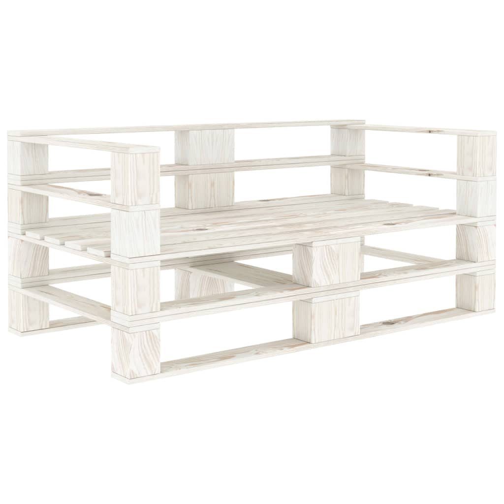 vidaXL Loungesofa Garten-Palettensofa 2-Sitzer Weiß Holz, 1 Teile