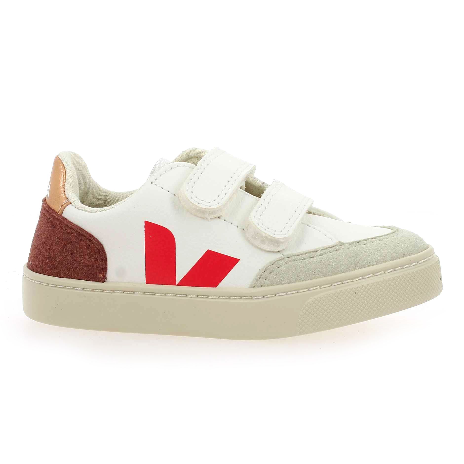 Veja  SMALL V12 VELCRO - Blanc Rose