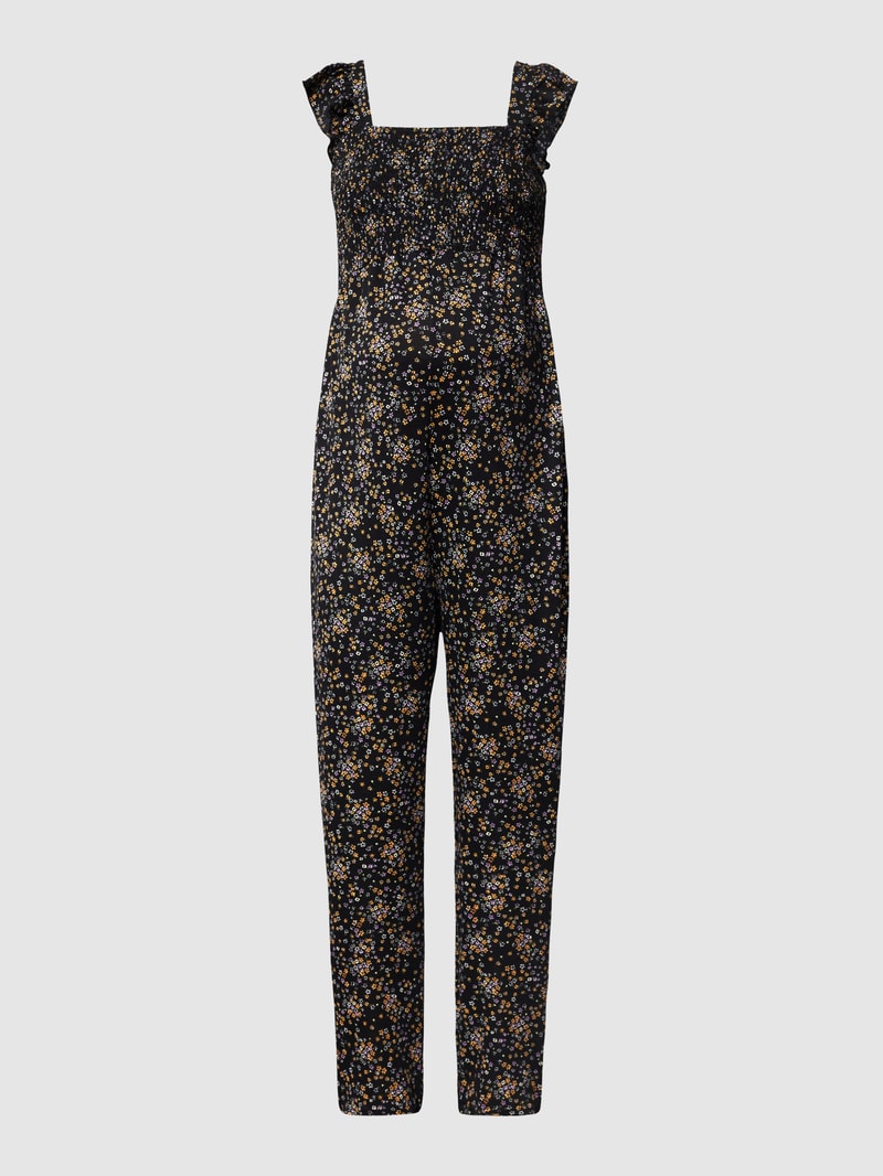 Umstands-Jumpsuit mit floralem Muster in schwarz