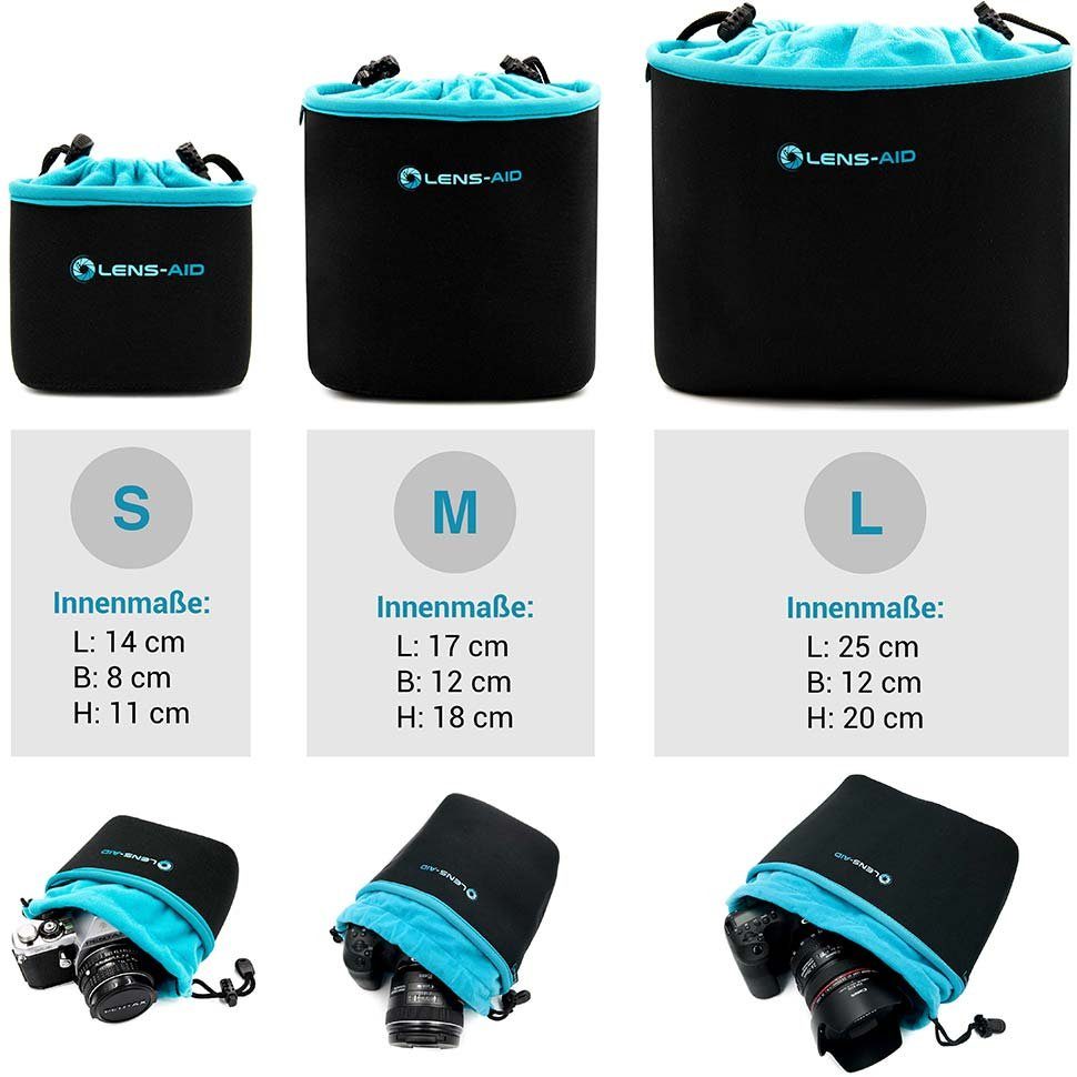 Lens-Aid Kameratasche Neopren Kamerabeutel mit Fütterung zum Schutz der Kamera-Ausrüstung, Kamerazubehör für Rucksack und Handtasche als Einschlagtuch-Ersatz.