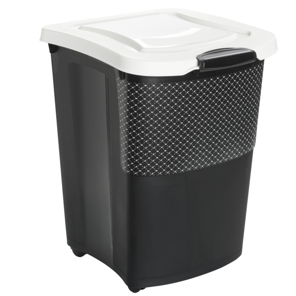 Rotho MyPet Archie Tierfutterbehälter mit Rollen 38 l, schwarz/weiss