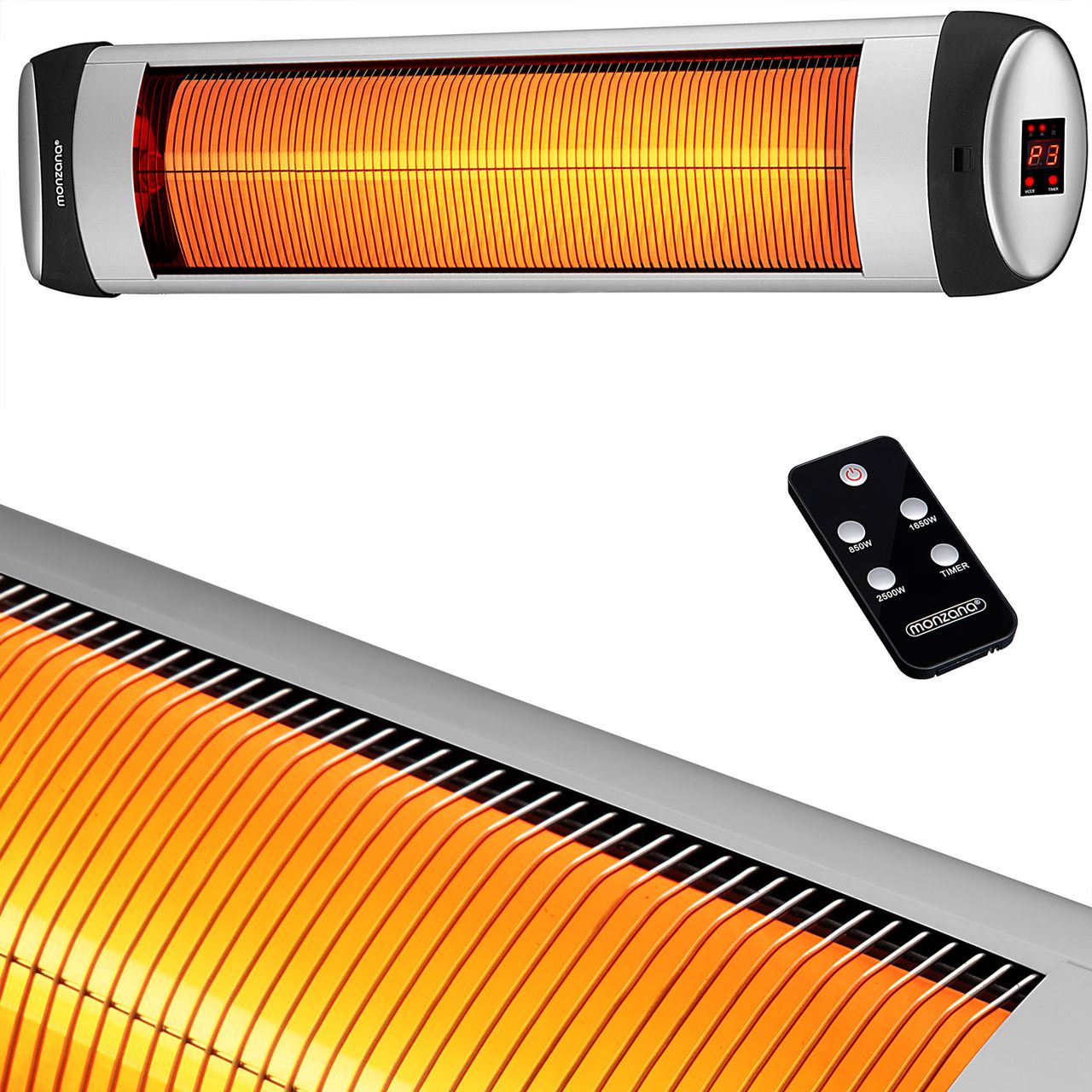 Casaria monzana® Heizstrahler MZH2501 Silber 2.500W