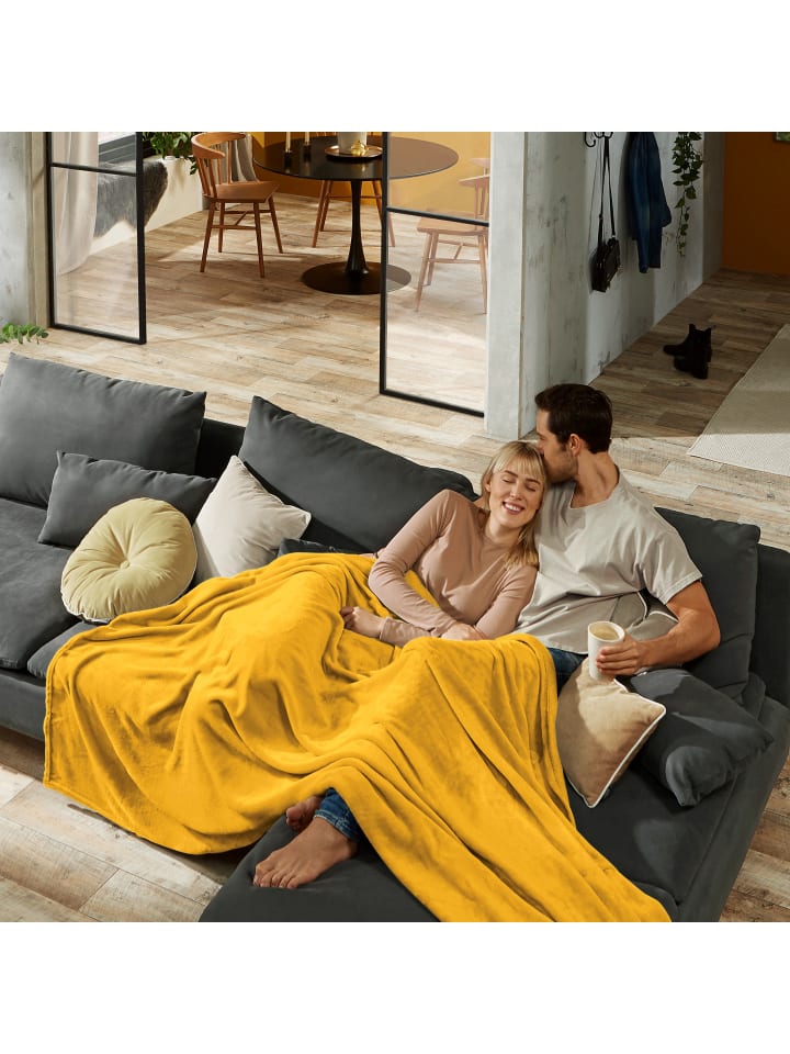REDBEST Fleece, Microfaser Wohndecke Amarillo in gelb günstig kaufen