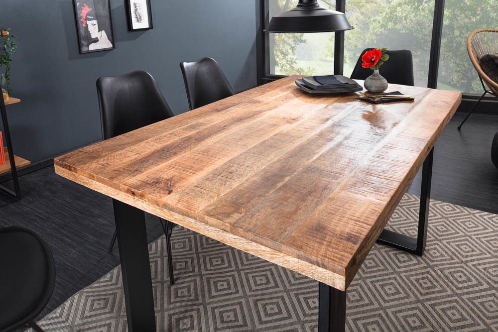riess-ambiente Esstisch IRON CRAFT 120cm natur / schwarz (Einzelartikel, 1-St), Massivholz · Mangoholz · Eisen · Kufen-Gestell · Industrial Design