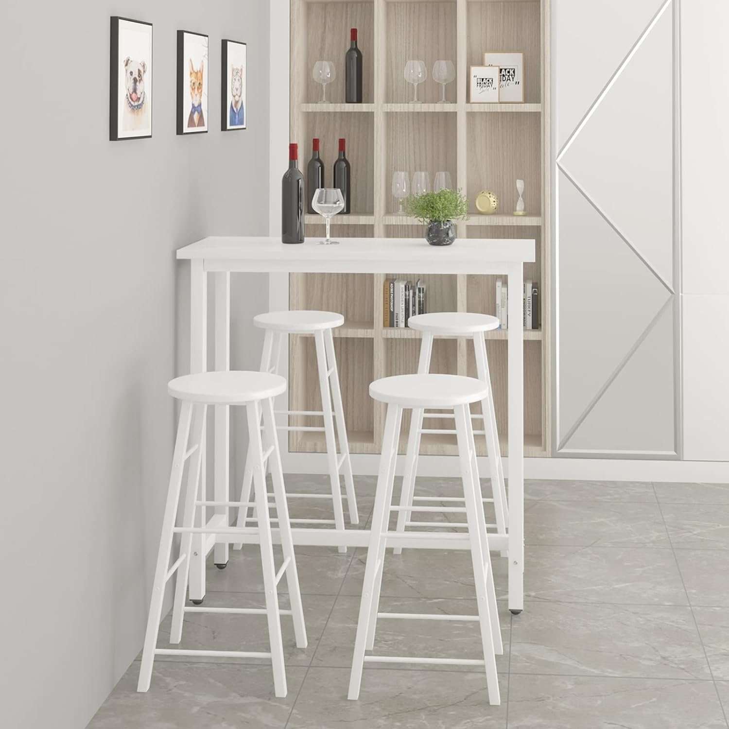 Woltu Bartisch, Bartisch aus Metall, Tischplatte aus MDF, 100x40cm