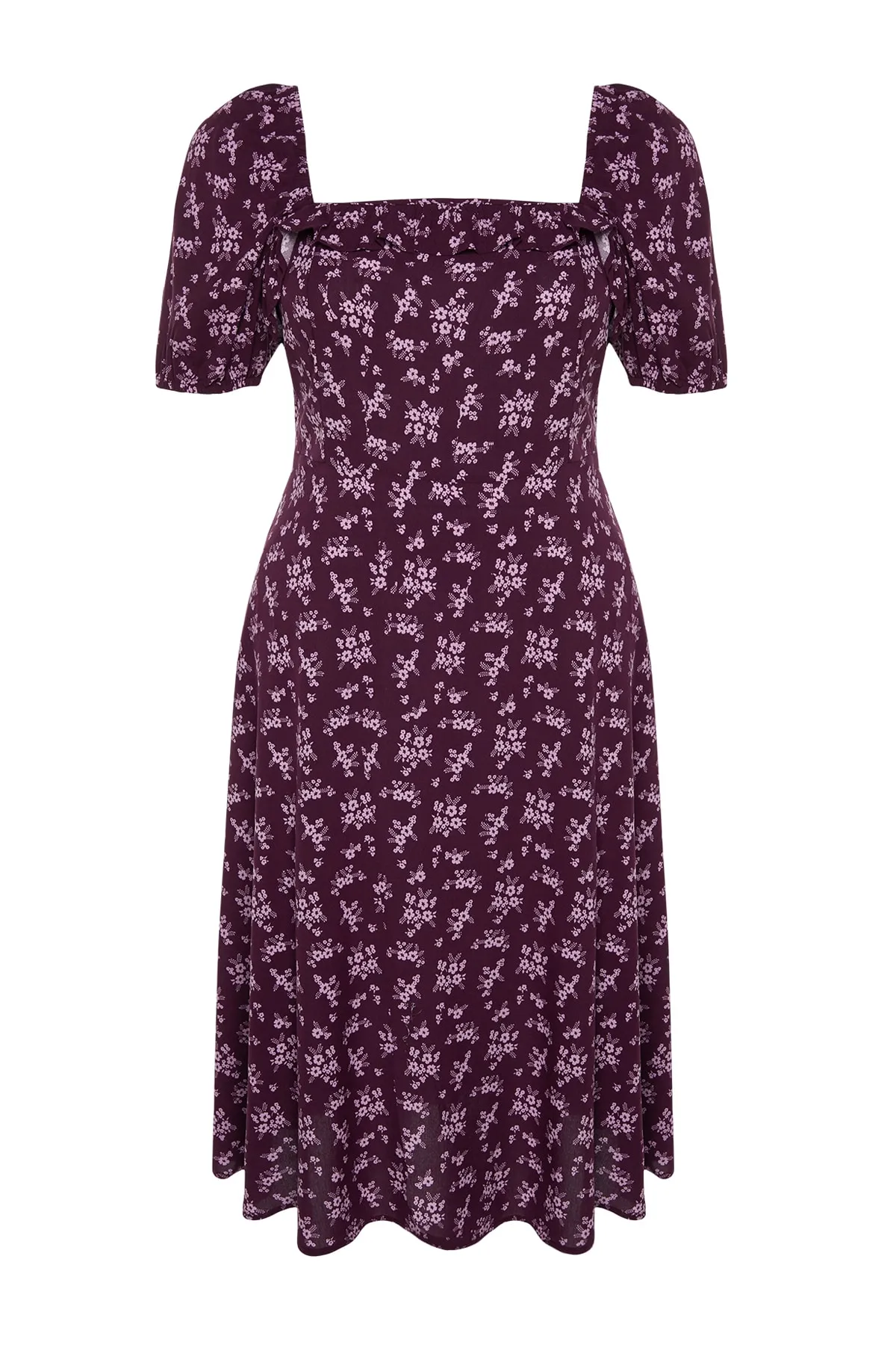 Trendyol Curve  Pflaumenfarbenes, gepunktetes gewebtes Kleid TBBSS22EL1712