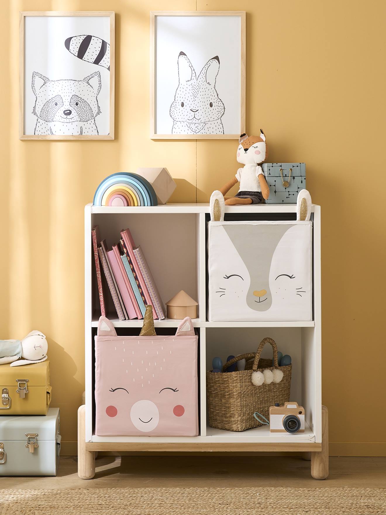 Lot de 2 bacs de rangement Magic Licorne rose + blanc