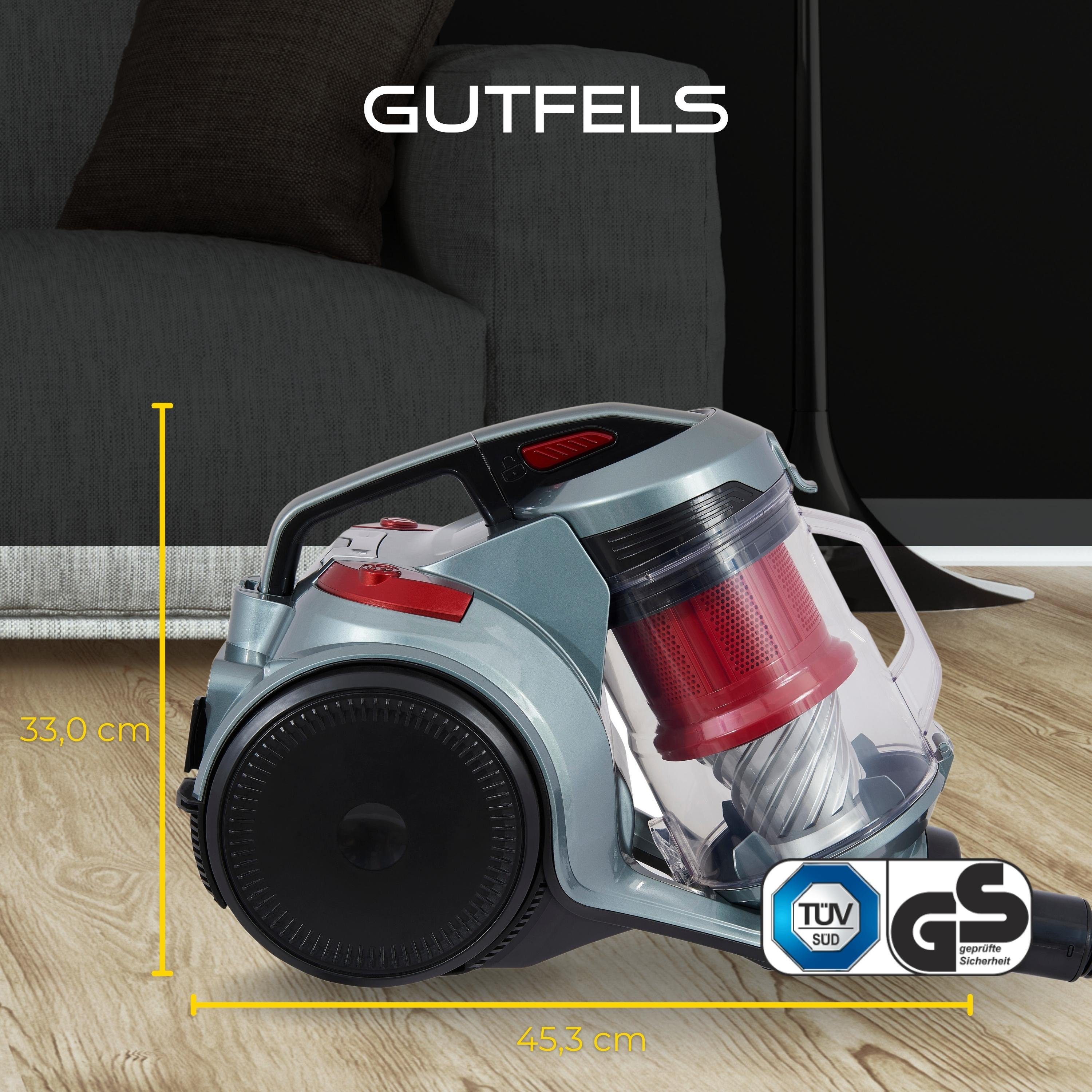 Gutfels Zyklon Hybrid Staubsauger CLEAN 3010, 850 W, Beutellos, komfortables und beutelloses Saugen und waschbarer HEPA-Filter