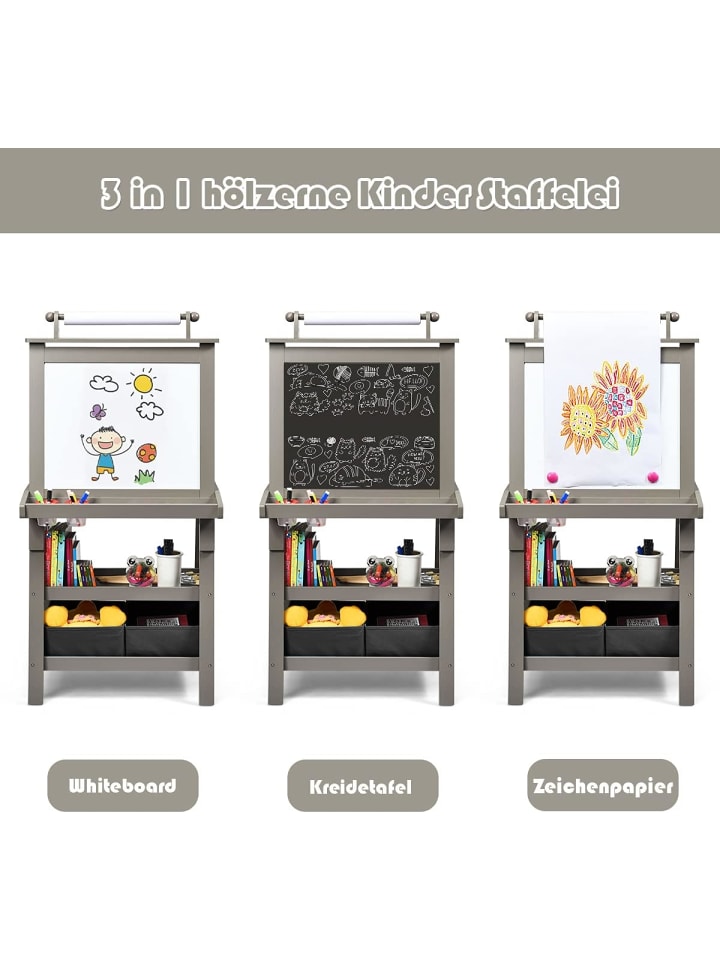 COSTWAY 3 in 1 Staffelei in Grau günstig kaufen 50 x 60 cm