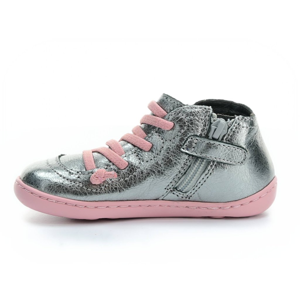 Camper Peu Cami Alu Meteor (K900131-019 First Walkers) silberne Mid Cut Barfußschuhe