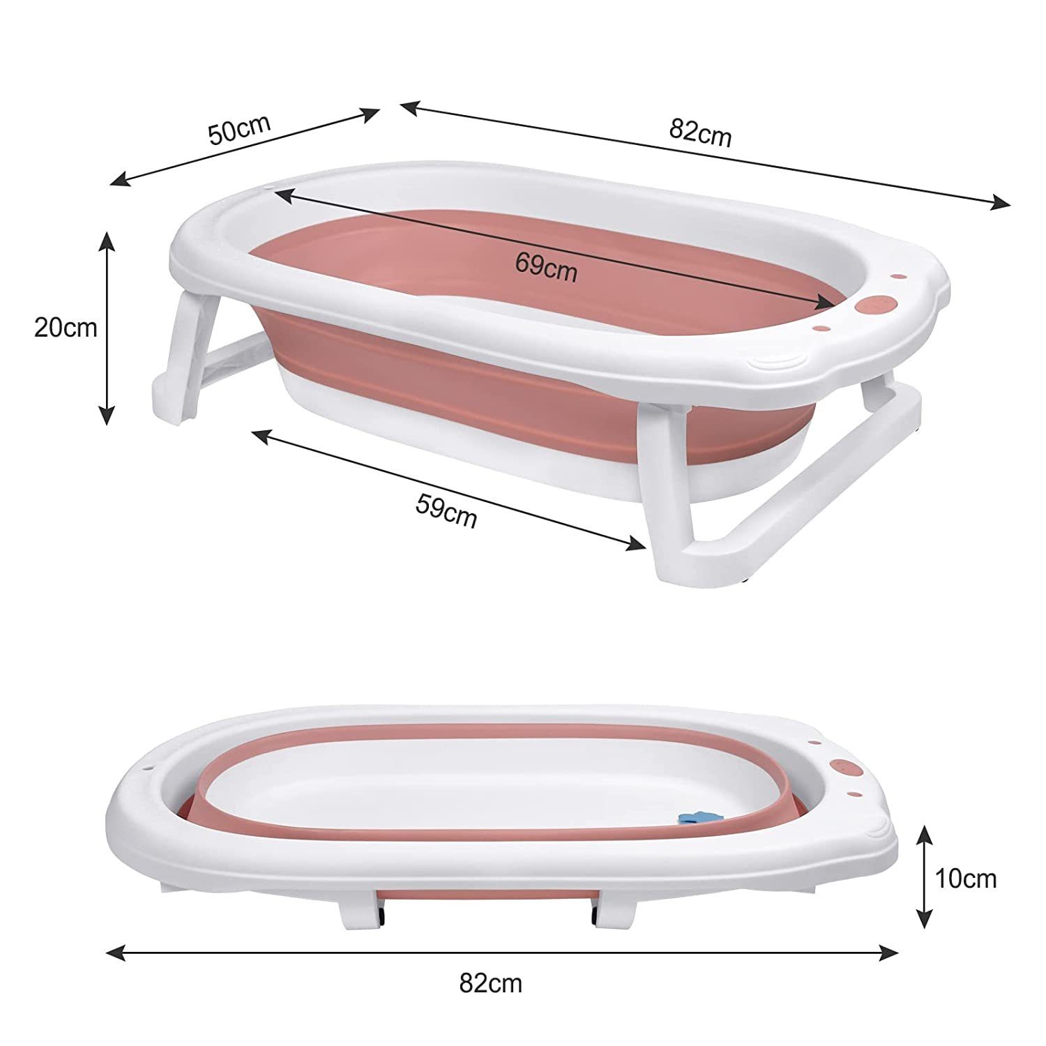 AUFUN Babybadewanne Baby Badewanne PP&TPE Babywanne Badewannensitz, Faltbare