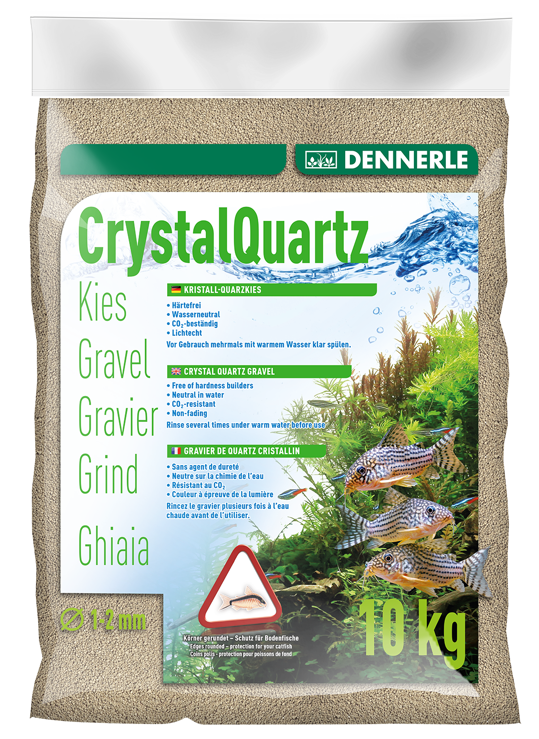 DENNERLE Bodengrund DENNERLE Kristall Quarzkies 10kg naturweiß