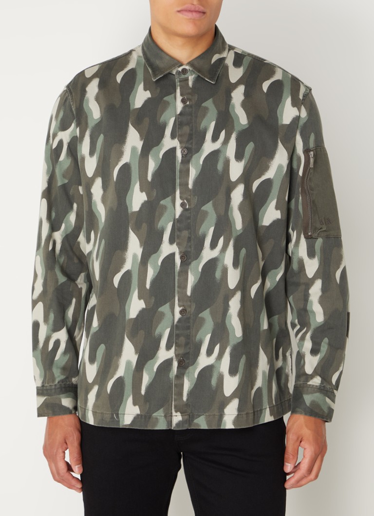 Camicia-giacca Armani Exchange con stampa mimetica e tasca con zip