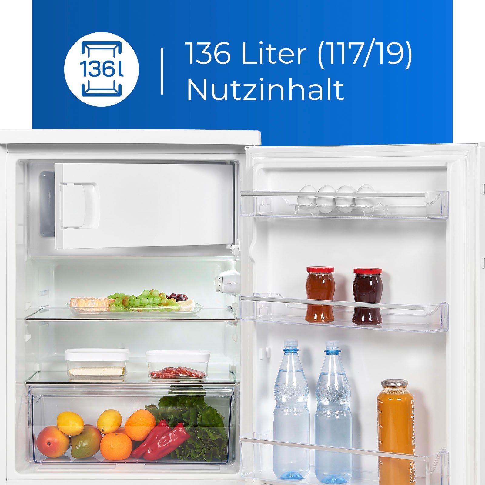 exquisit Kühlschrank KS18-4-H-170E weiss, 85,0 cm hoch, 60,0 cm breit