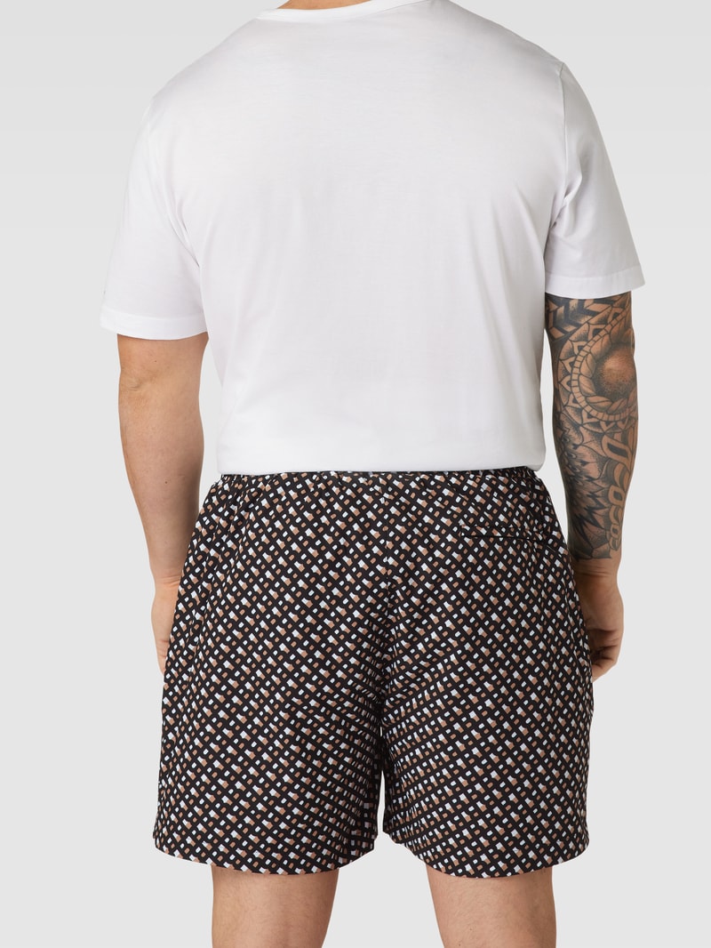PLUS SIZE Badehose mit Allover-Muster Modell 'Manu' in beige