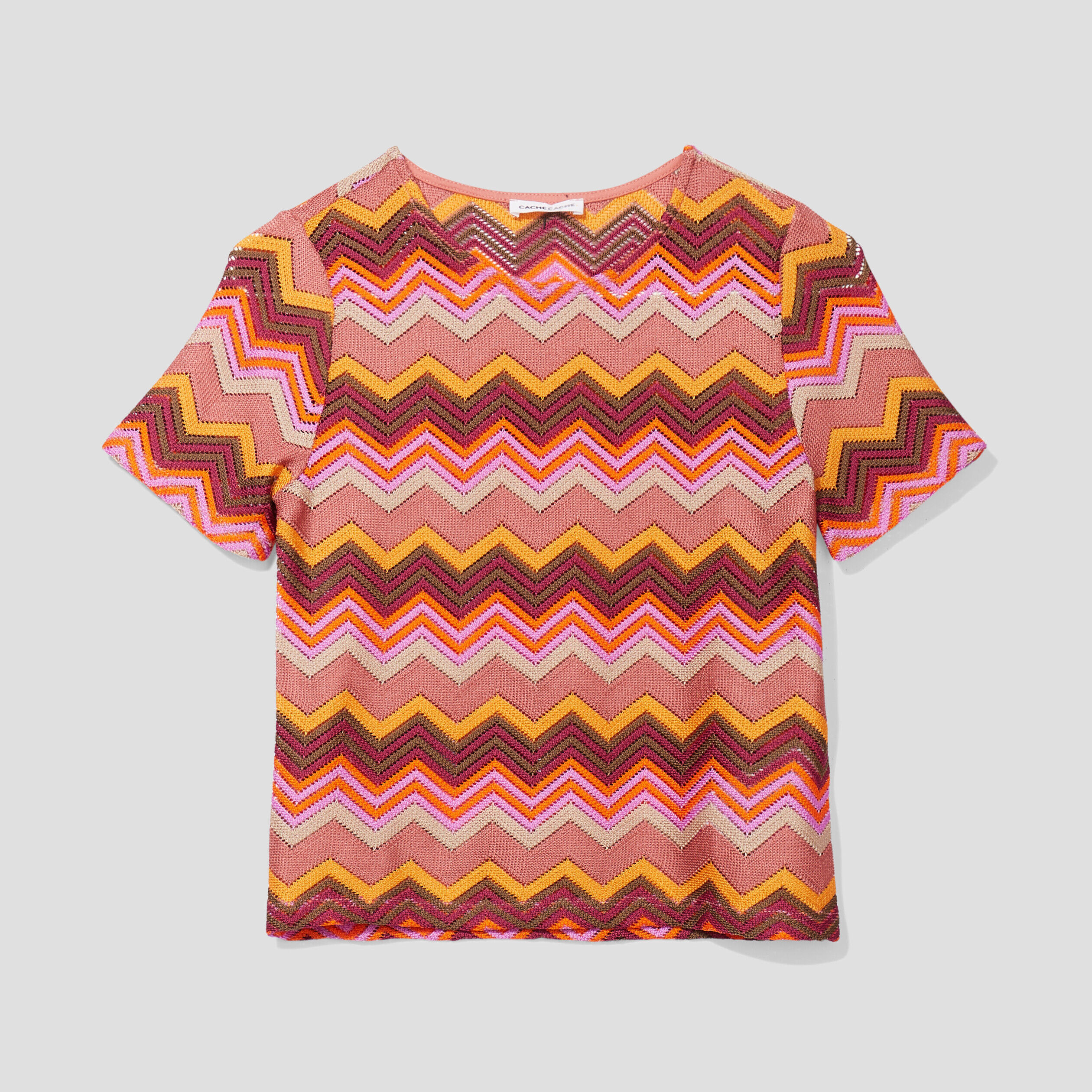 T-shirt manches courtes marron femme | Cache Cache