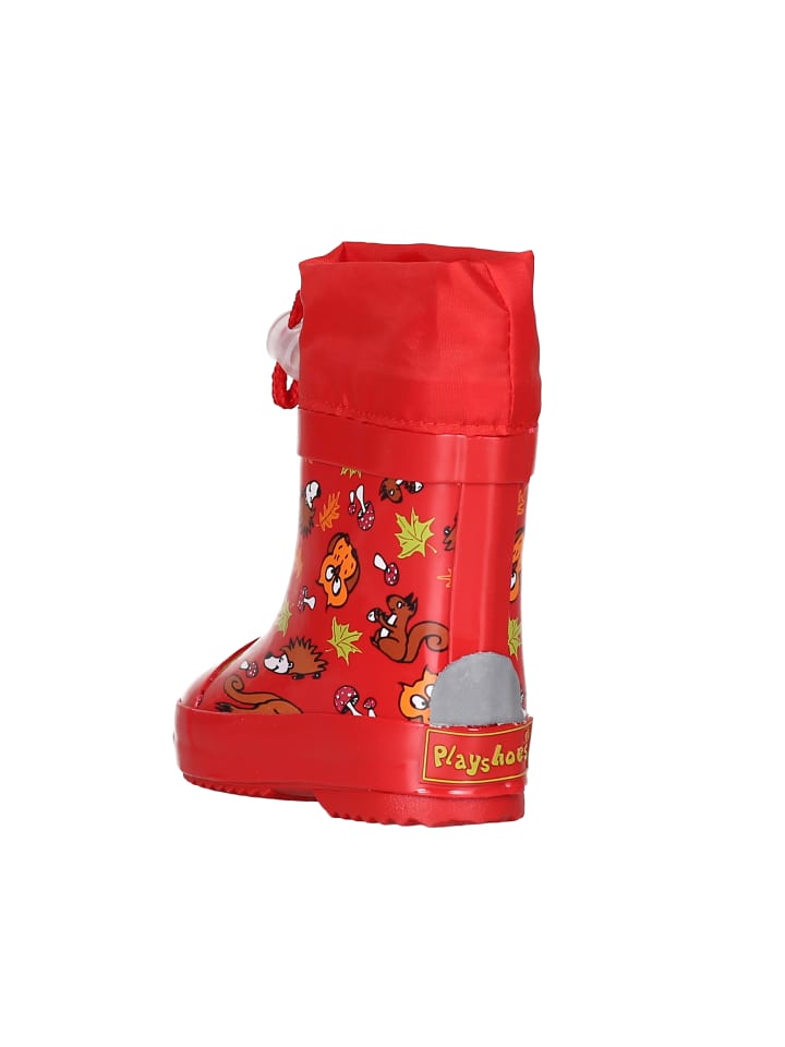 Playshoes Gummistiefel Halbschaft Waldtiere gefüttert in Rot günstig kaufen