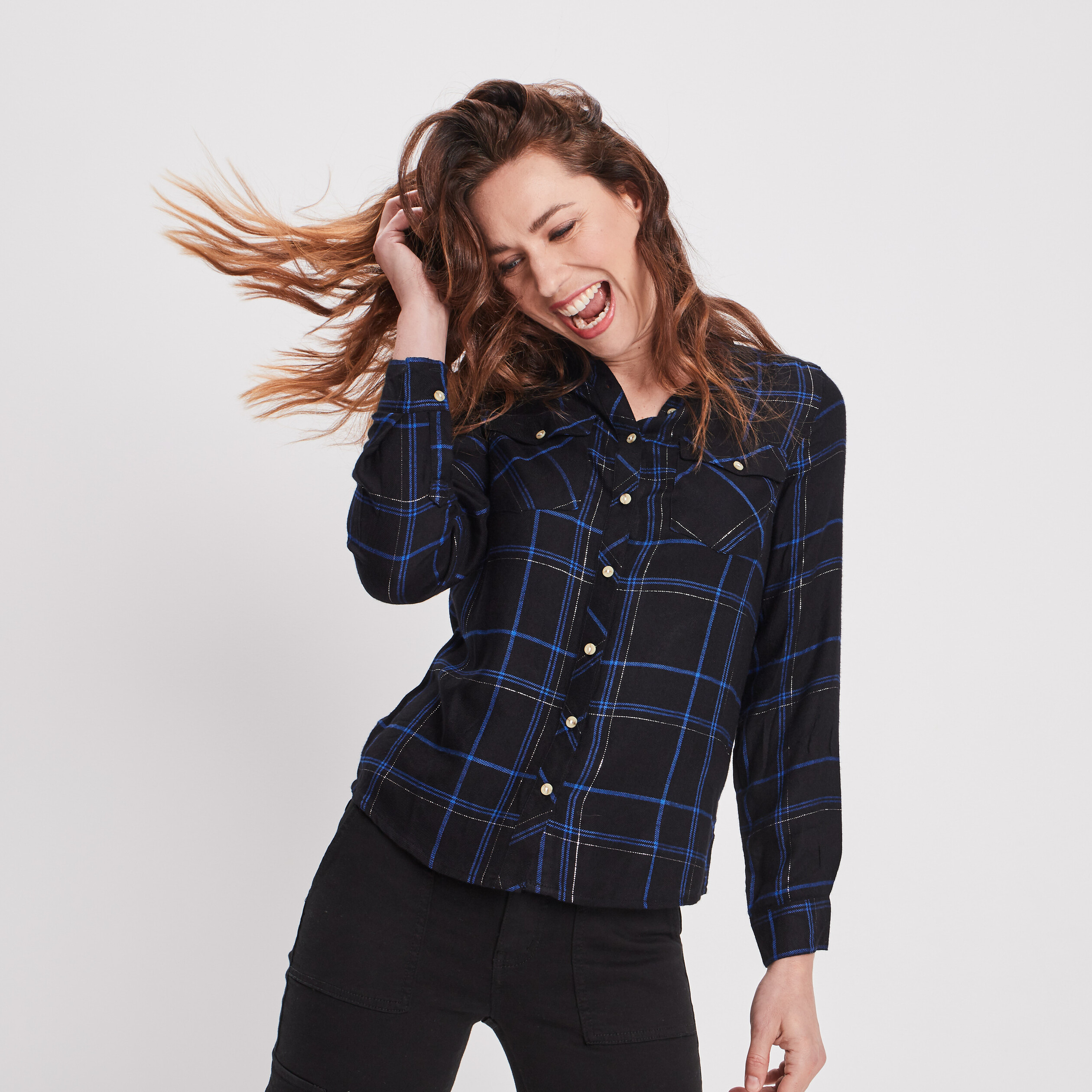 Chemise manches longues noir femme | La Halle