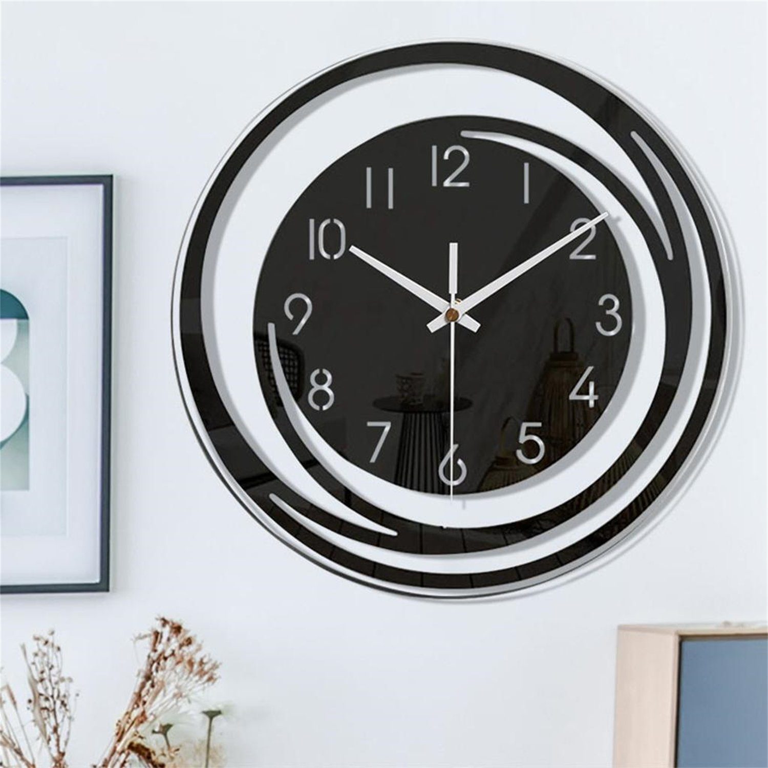 Yoyaxi Uhr Einfache Wanduhr, schwebende Stummschaltung (Stilvolle Dekoration für Wohnzimmer, digitale Wanduhr)