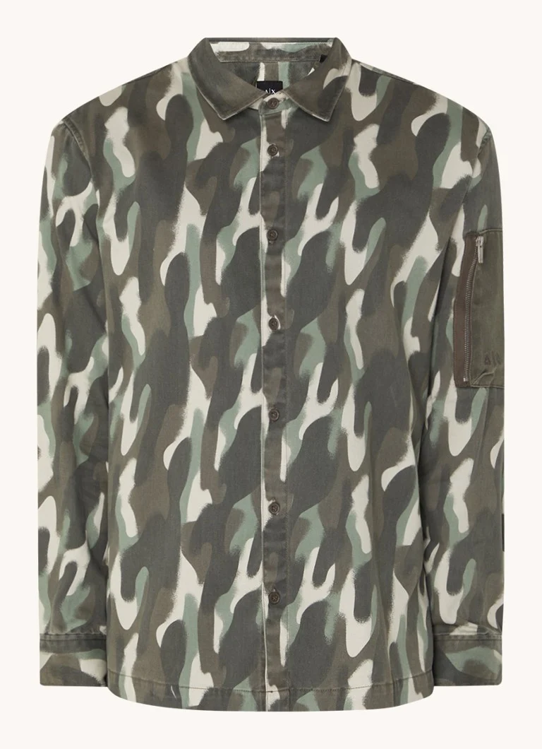 Camicia-giacca Armani Exchange con stampa mimetica e tasca con zip