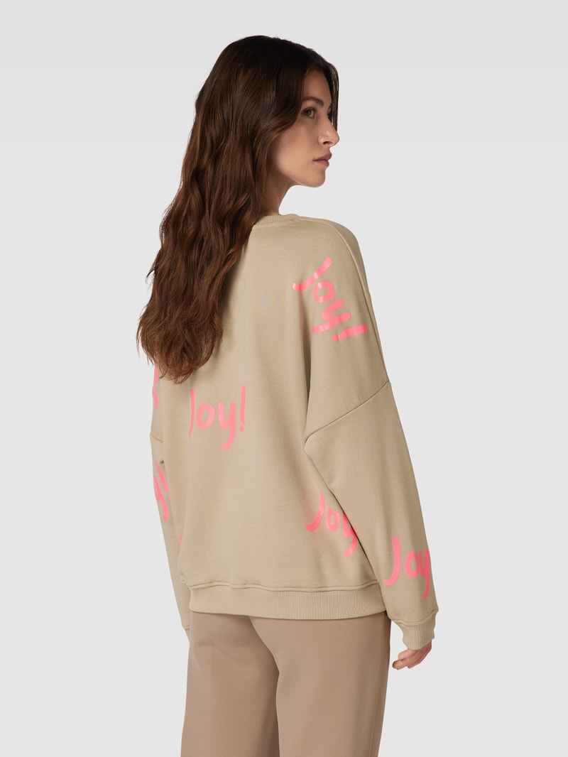 Sweatshirt mit Strasssteinbesatz Modell 'JOY' in sand