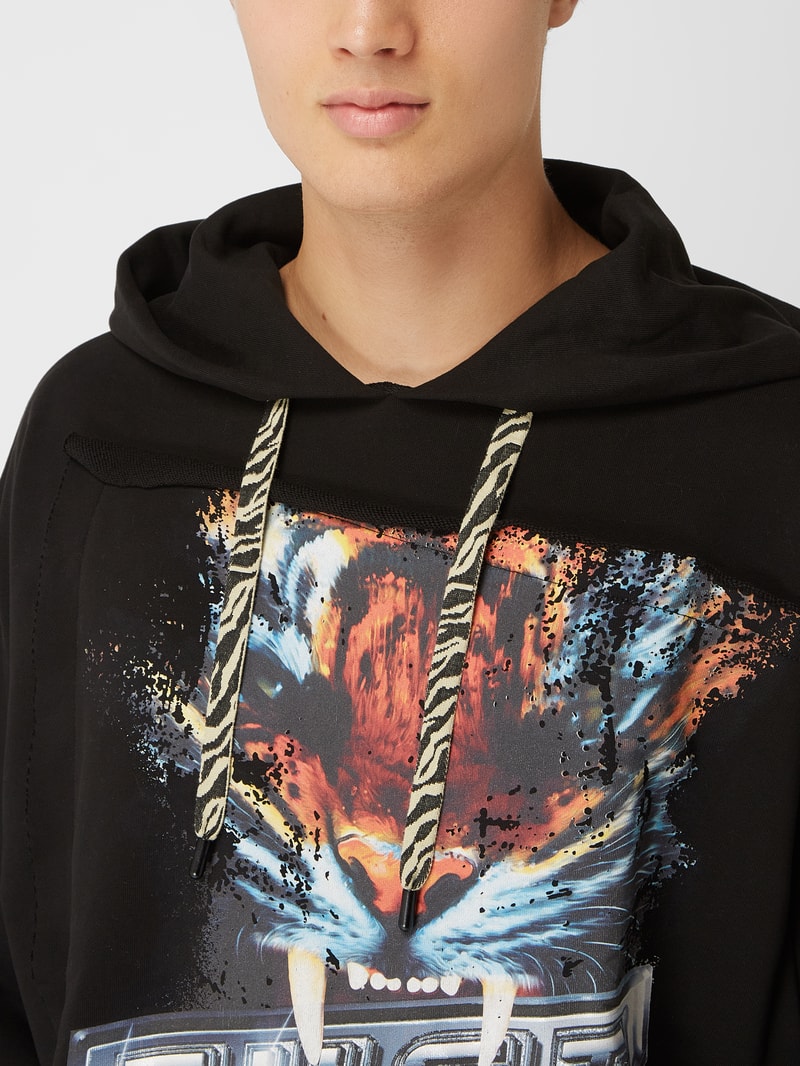 Oversized Hoodie mit Animal-Print in schwarz