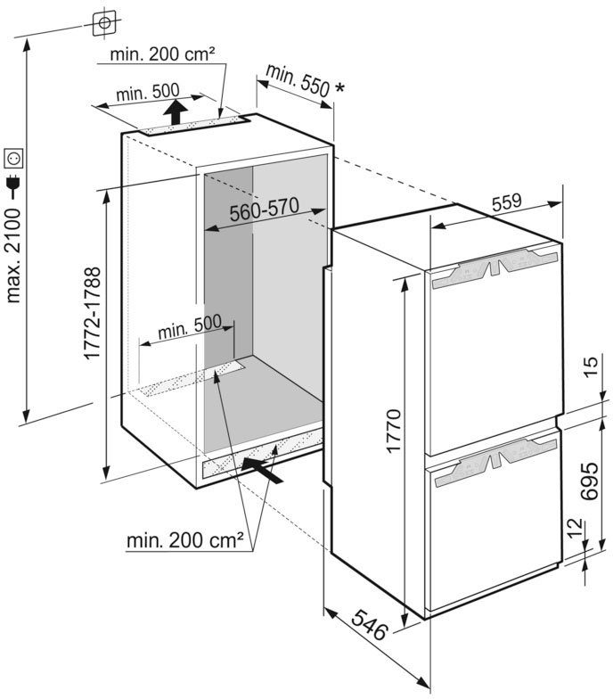 Liebherr Einbaukühlschrank ICd 5123_999212551, 177 cm hoch, 55,9 cm breit