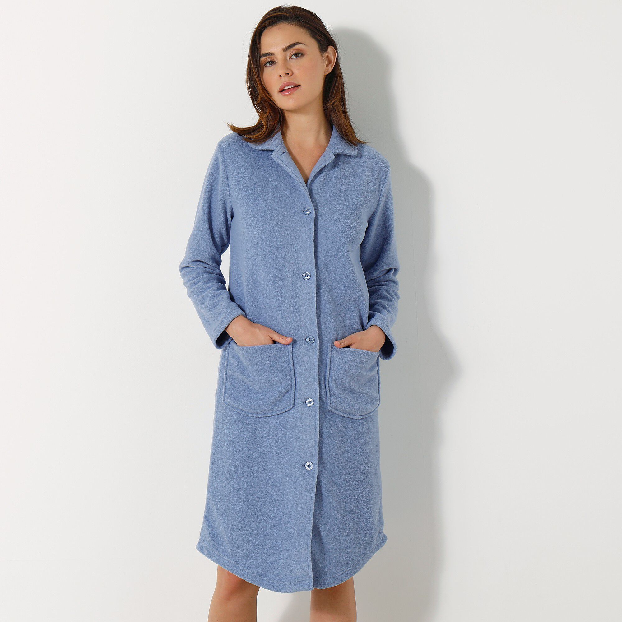 Peignoir polaire boutonné