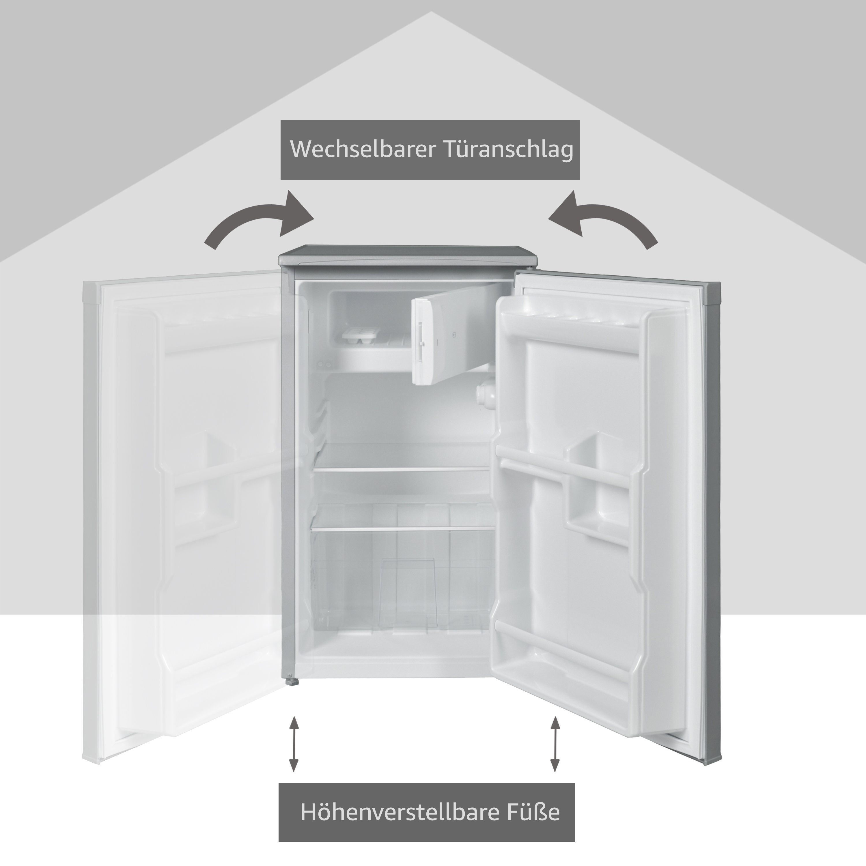 Telefunken Kühlschrank CF-32-151-S, 83.8 cm hoch, 48 cm breit, Tischkühlschrank mit Gefrierfach, 81 L Gesamt-Nutzinhalt