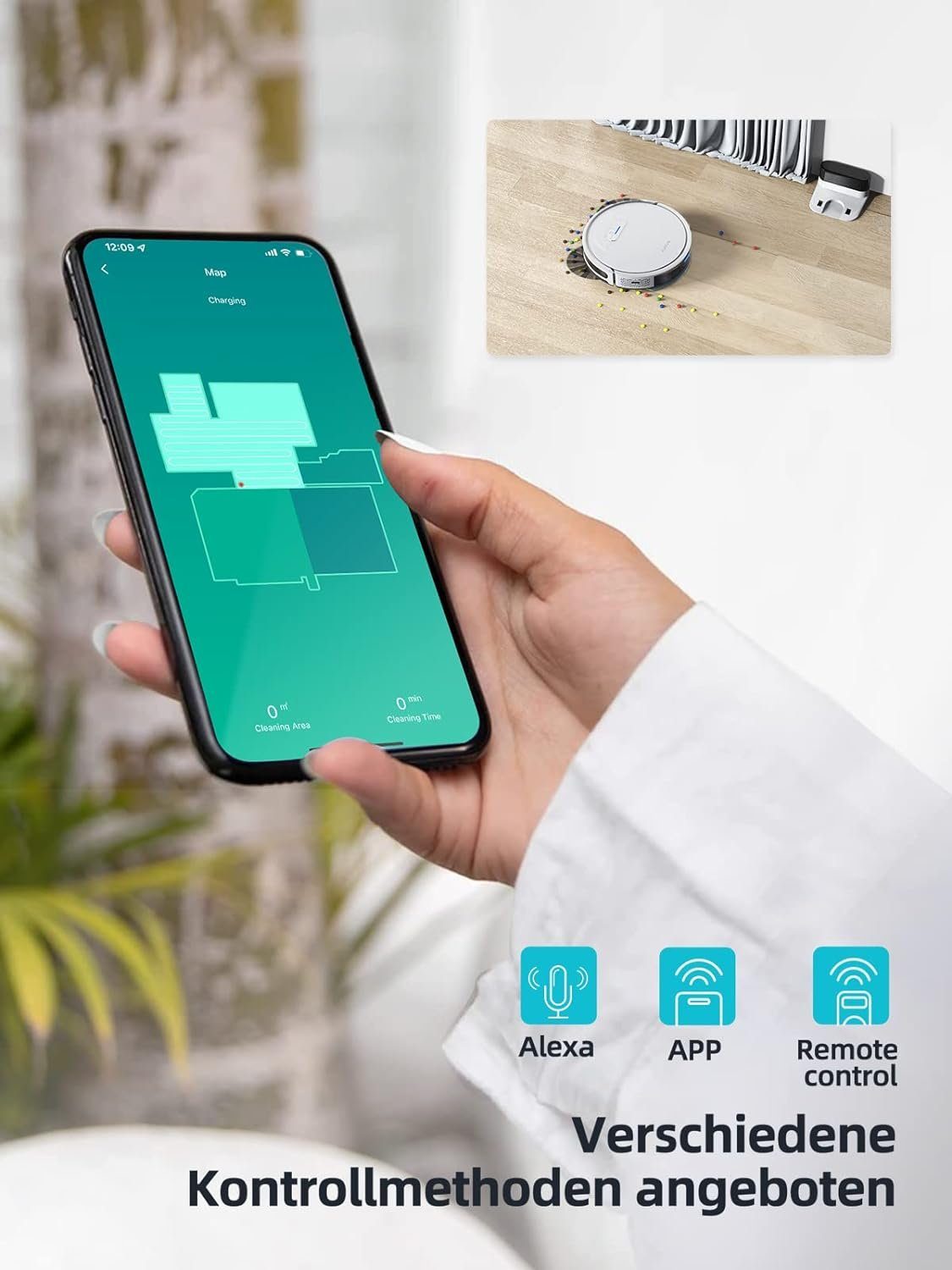 Honiture Saugroboter, Saugroboter mit Wischfunktion, Staubsauger Roboter 3000Pa,Kehren Saugen Wischen 3 in 1 Roboterstaubsauger WLAN,Alexa & APP-Steuerung