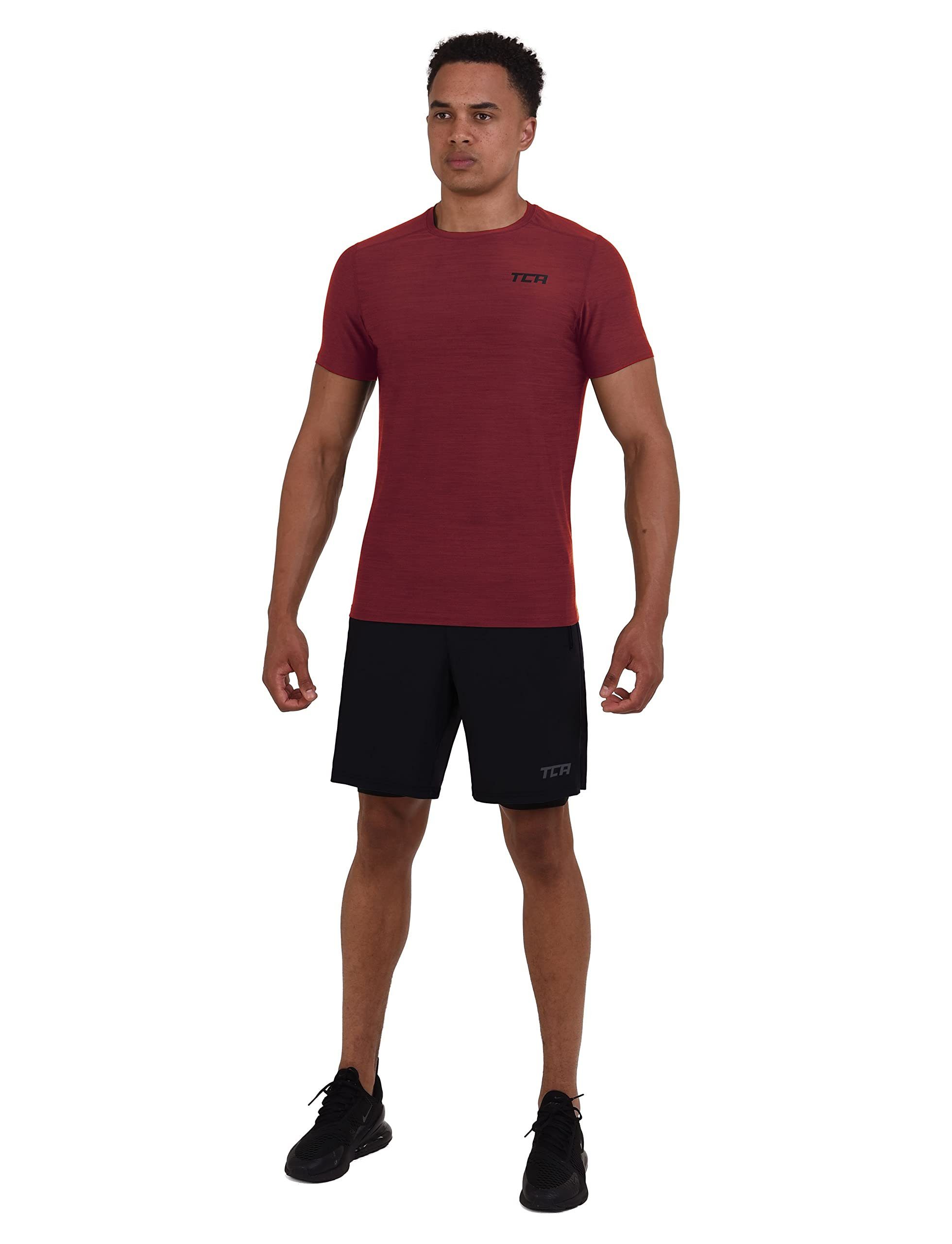 TCA Trainingsshorts TCA Herren 2-in-1 Laufhose mit Kompressionshose - Schwarz, XXL