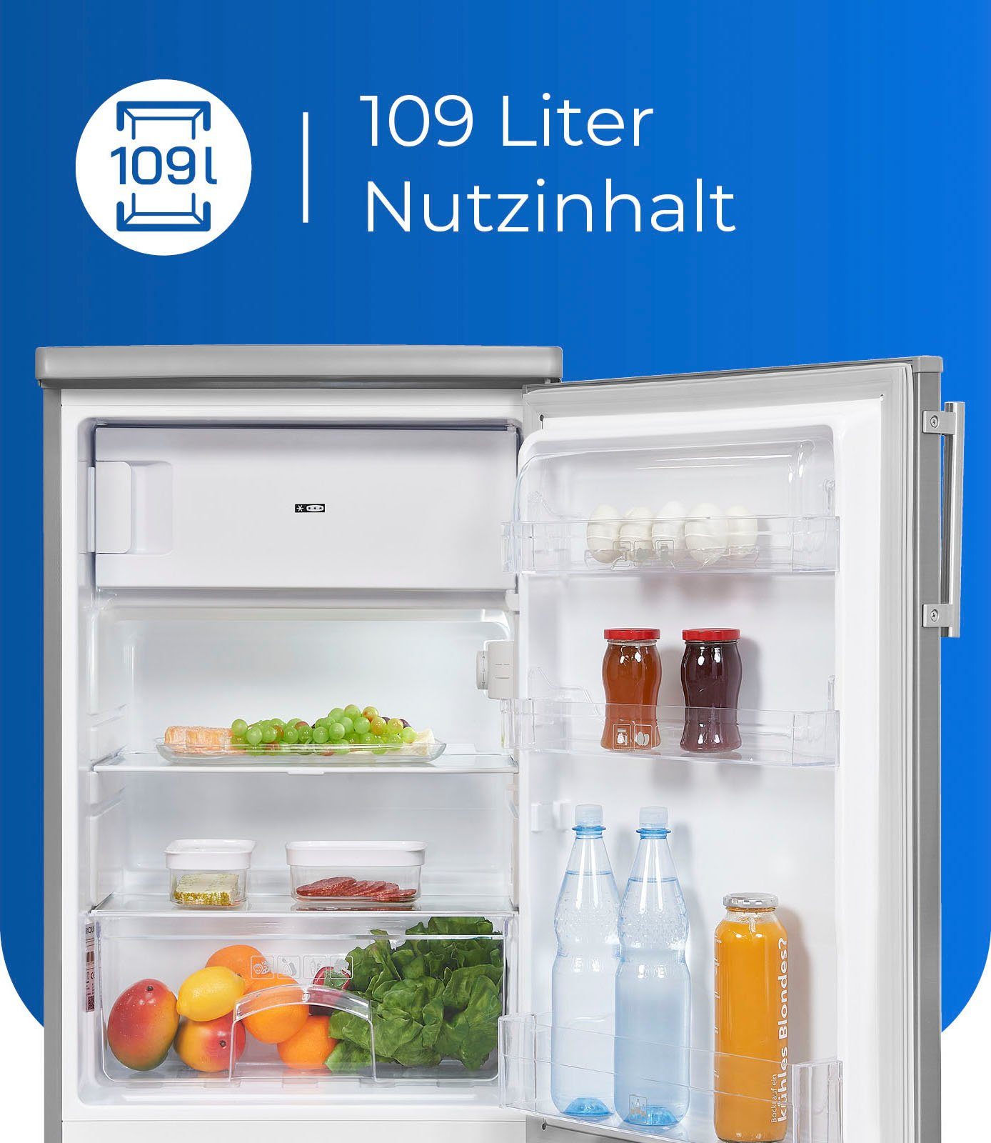 exquisit Kühlschrank KS16-4-HE-040E inoxlook, 85,5 cm hoch, 55,0 cm breit